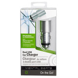 Dual USB Silver Car Charger with Window Breaker