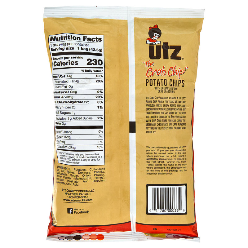 Utz Crab Potato Chips 1.5oz Snacks fast delivery by App or Online