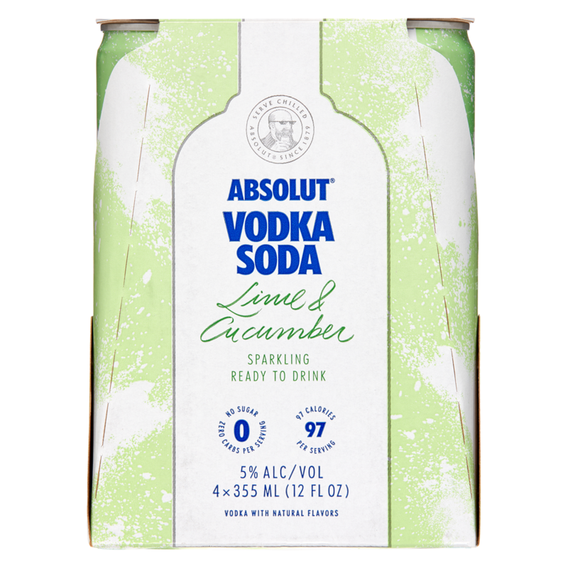 Absolut Lime & Cucumber Vodka Soda 4pk 12oz Can 5.0 ABV Alcohol fast