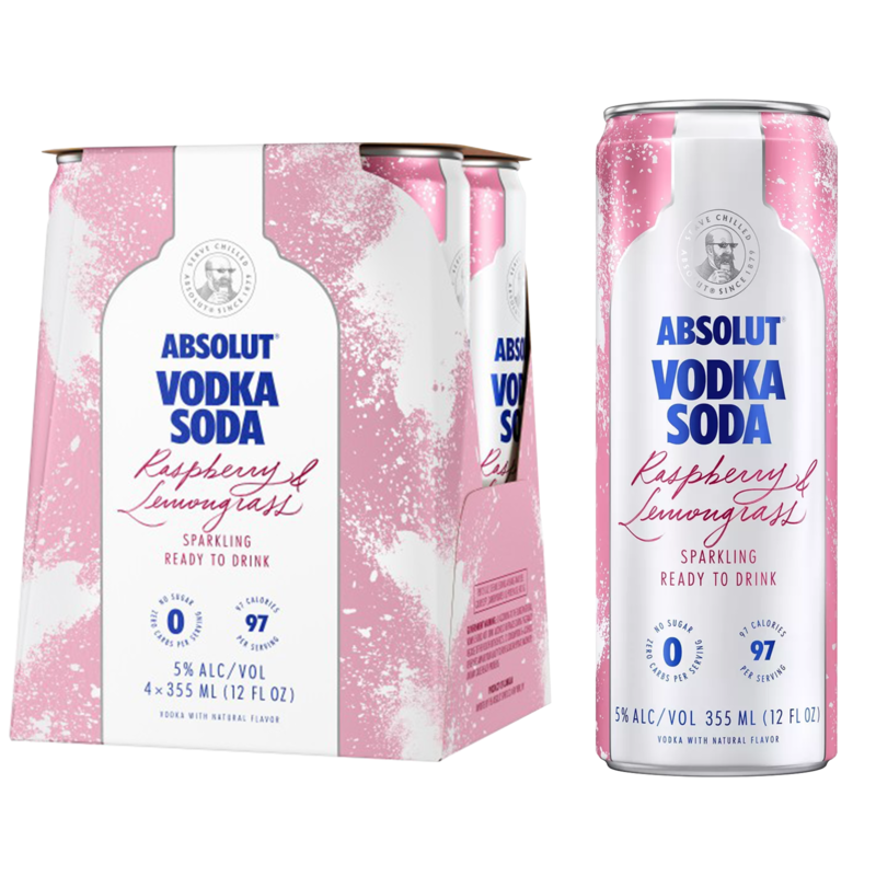 Absolut Raspberry Vodka Soda 4pk 12oz Can 5.0 ABV delivered in minutes