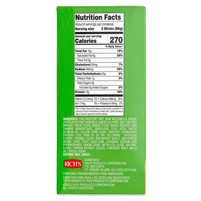 Farm Rich Frozen Breaded 100% Real Mozzarella Cheese Sticks ...