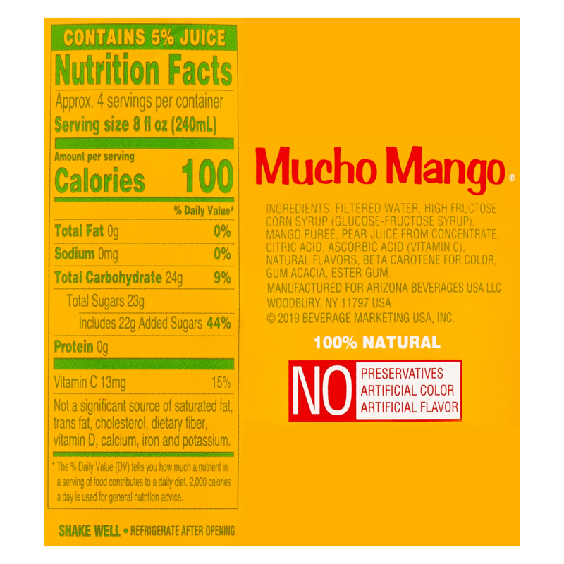 AriZona Mucho Mango Juice 34oz Btl Drinks fast delivery by App or Online