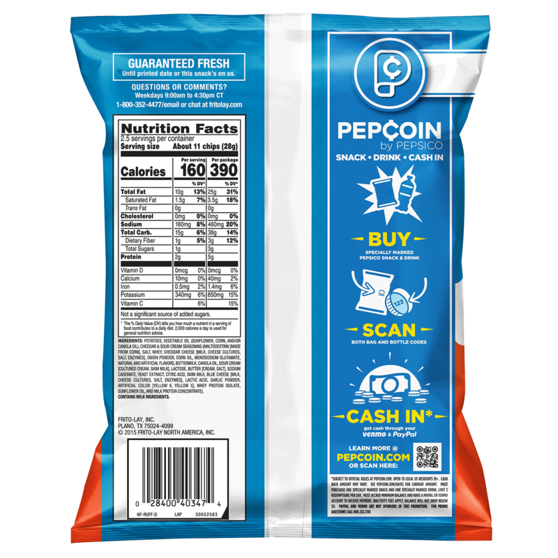 Ruffles Cheddar & Sour Cream Potato Chips 2.5oz Snacks fast delivery