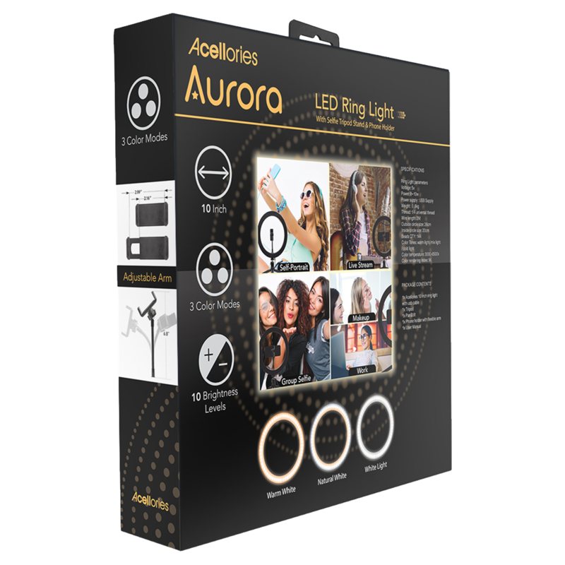 LED Aurora Ring Light Black 10in Home & Office fast delivery by App