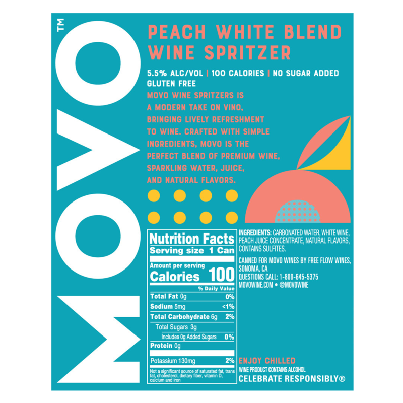 MOVO Wine Spritzers Peach White Blend 4pk 8.4oz Can : Alcohol ...
