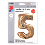 FLOMO Gold Metallic Mylar Numerical Balloon "5" 40"