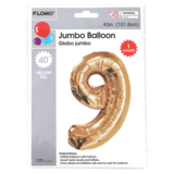 FLOMO Gold Metallic Mylar Numerical Balloon "9" 40"
