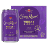 Crown Royal Whisky and Cola Canadian Whisky Cocktail, 4pk 12oz Can 7% ABV