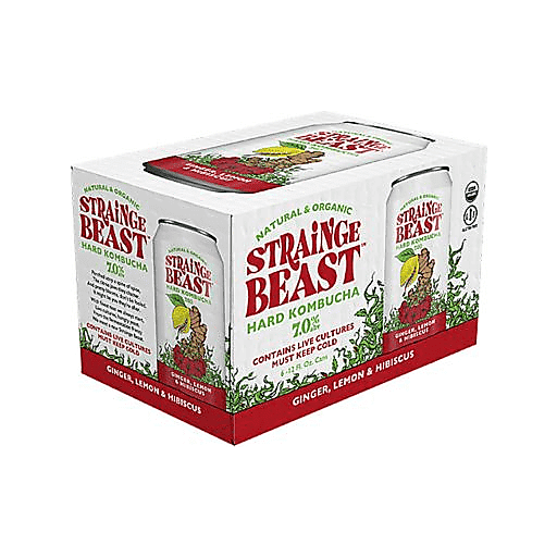 Strainge Beast Hard Kombucha Ginger Lemon Hibiscus 6pk 12oz Can