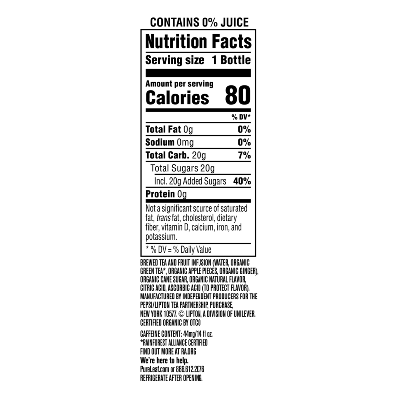 Pure Leaf Organic Fuji Apple & Ginger Tea 14oz Btl Drinks fast