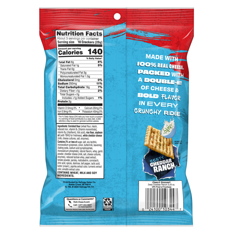 Cheez-It Grooves Crunchy Cheese Snack Crackers Zesty Cheddar ...