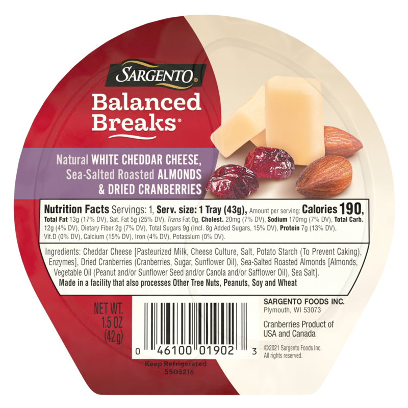 Sargento Balanced Breaks Sharp White Cheddar with Almond ...