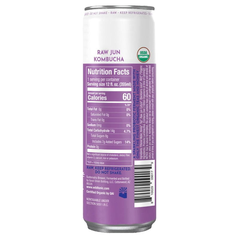 Wild Tonic Blackberry Mint Kombucha 12oz Can