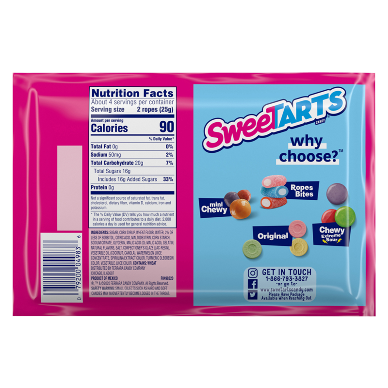 SweeTARTS Watermelon Berry Collision Ropes 3.5oz Snacks fast delivery by App or Online