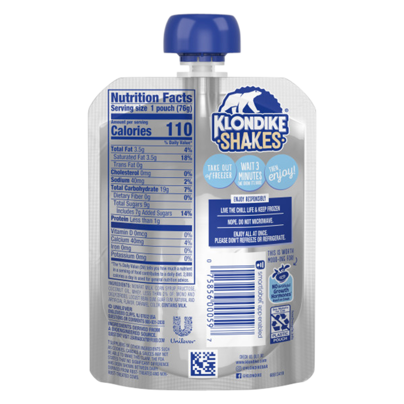 Klondike Shakes Chill Out & Vanilla Frozen Dairy Dessert 6ct 28oz Ice