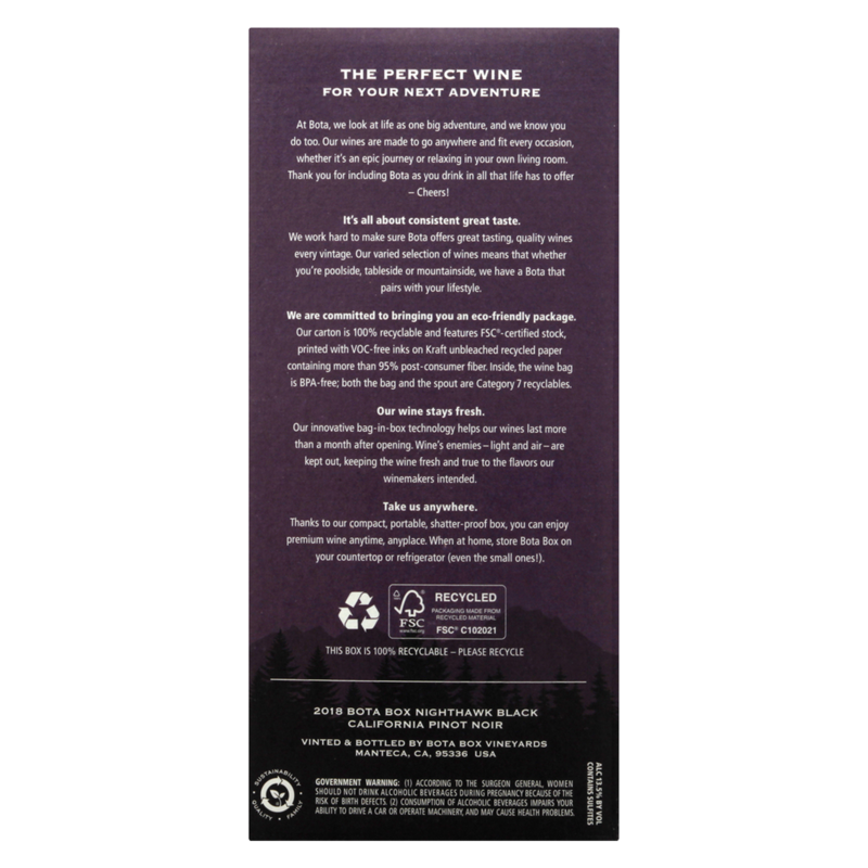 Bota Box Nighthawk Black Lush Pinot Noir 3 L Box Alcohol fast