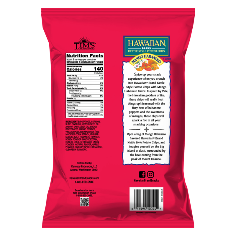 Hawaiian Kettle Style Potato Chips Mango Habanero 7.5oz Snacks fast