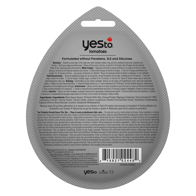 Yes To Tomatoes Clear Skin Detoxifying Charcoal PeelOff Single Use