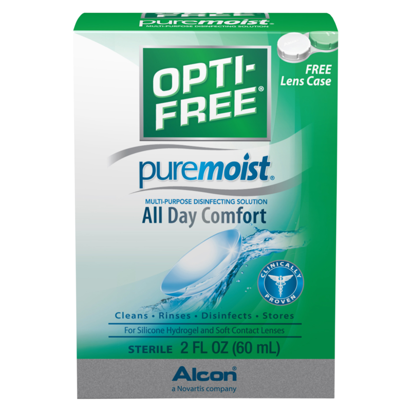 Opti-Free Puremoist Contact Lens Solution with Free Lens Case ...
