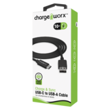 Chargeworx USB-A to USB-C Cable Black 10ft
