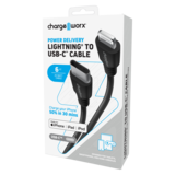 Chargeworx 6ft Lightning to USB-C Cable Black