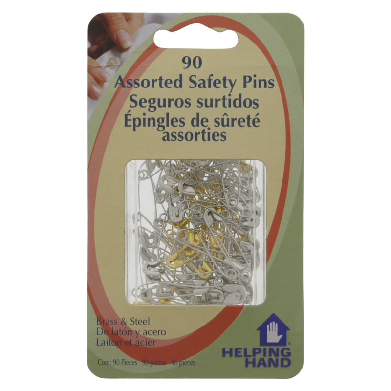 Helping Hand Assorted Brass & Steel Safety Pins 50ct delivered in