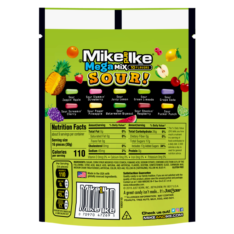 Mike & Ike Mega Mix Sour 10oz Stand Up Bag