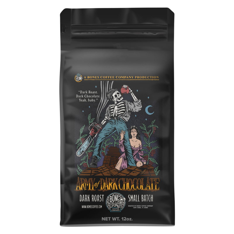 Bones Coffee Army of Dark Chocolate grounds 12oz bag delivered in minutes