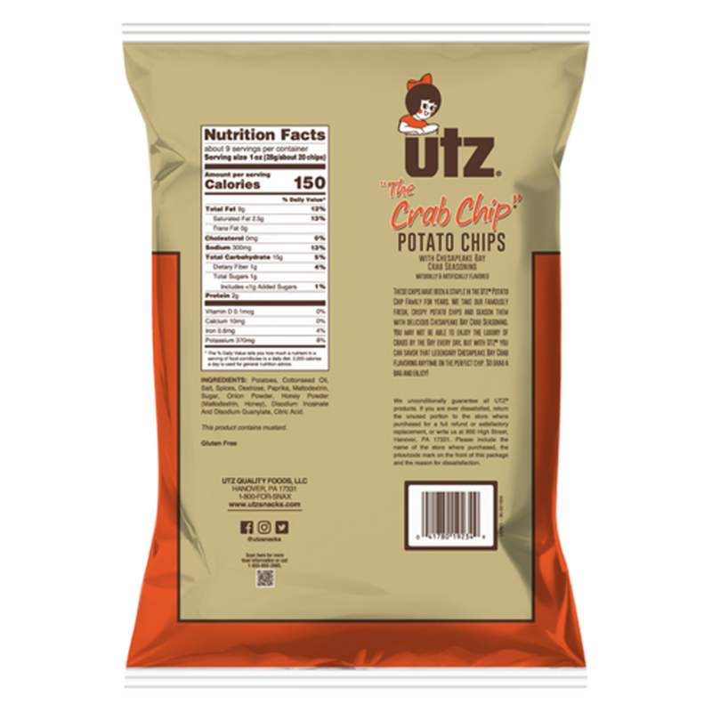Utz Potato Chips Crab 8.5oz Snacks fast delivery by App or Online