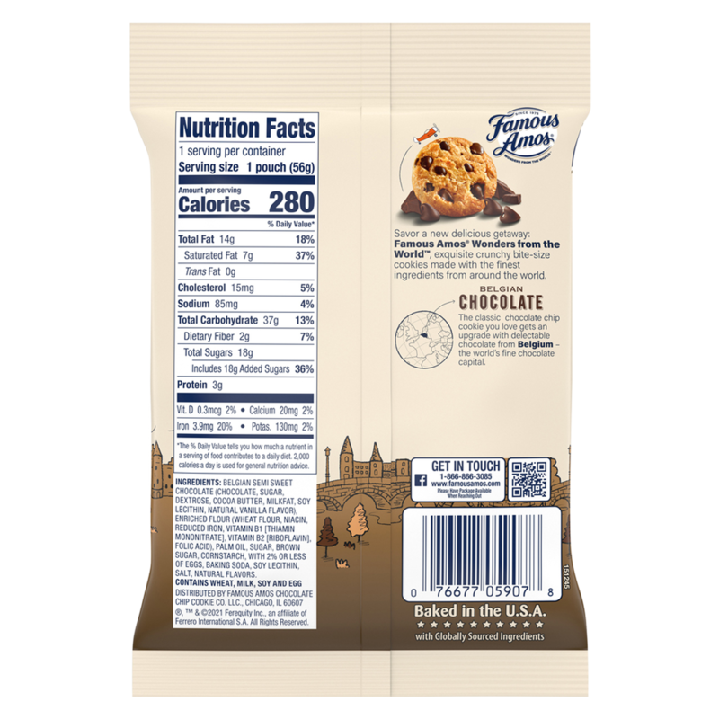 Famous Amos Belgian Chocolate Chip Cookies 2oz Snacks fast delivery