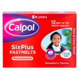 Calpol Paracetamol 6+ Fastmelts Strawberry Melt In The Mouth Tablets, 12s