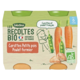 Purée bébé Carottes Petits Pois Poulet Bio dès 6 mois, 400g