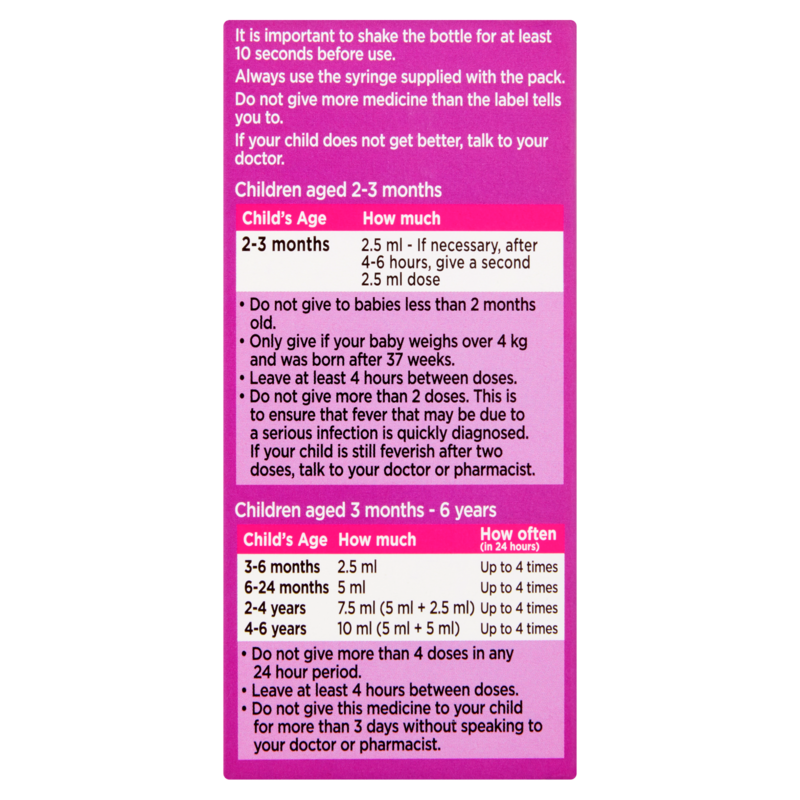 Calpol Paracetamol Infant Suspension Strawberry, 100ml Health fast