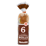 Warburtons Sliced Wholemeal Rolls, 6s