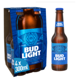 Bud Light Beer, 4 x 300ml