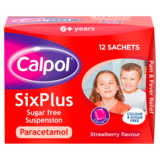 Calpol Sugar Free Suspension Strawberry Flavour (6+ years), 12 x 5ml