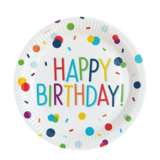 Confetti Birthday Paper Plates 23cm, 8s