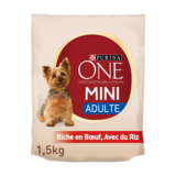 Purina One Croquettes Pour Chien Mini Adulte, Boeuf et Riz 1.5kg