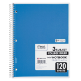Mead 3 Subject Notebook 120 Sheets