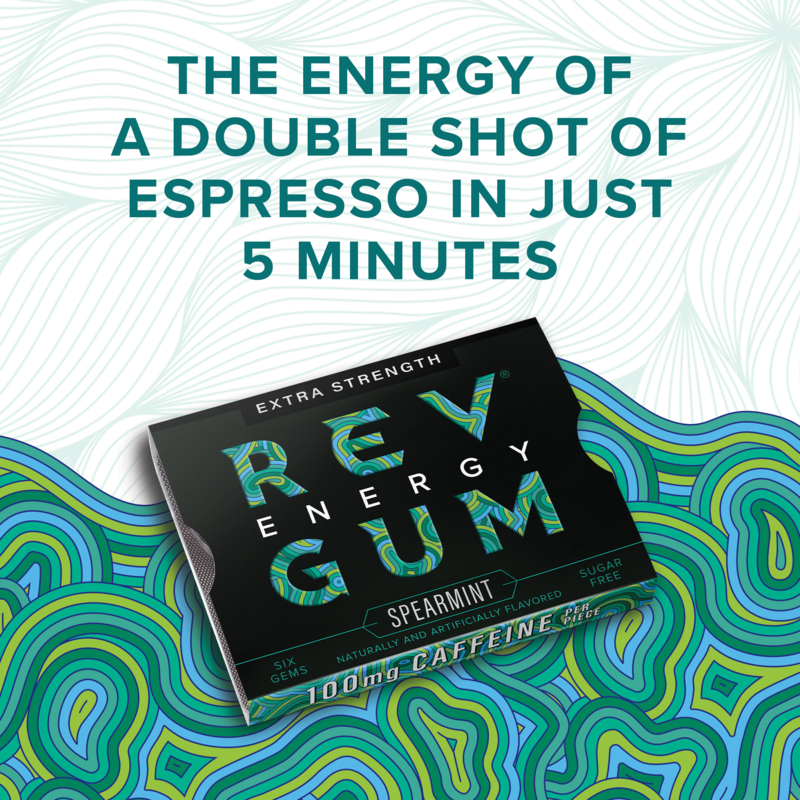Rev Energy Spearmint Extra Strength Gum 6ct Snacks fast delivery by App or Online