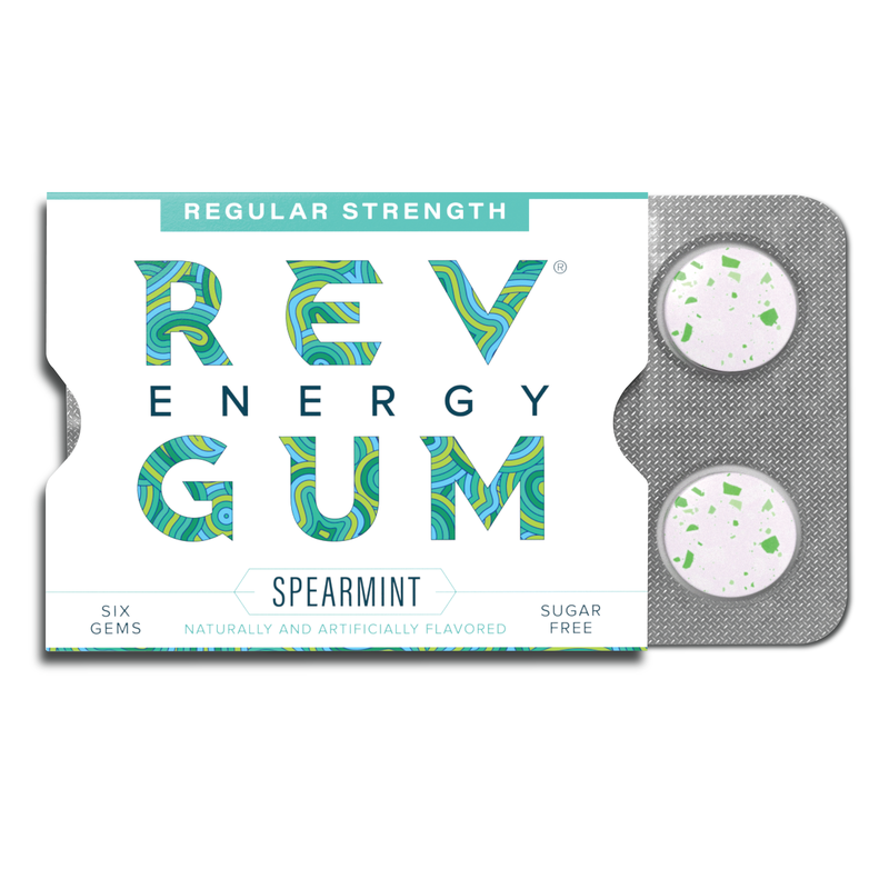 REV ENERGY GUM, Spearmint Regular Strength, 6ct Snacks fast delivery