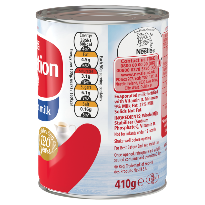 Carnation Evaporated Milk, 410g Food Cupboard fast delivery by App or