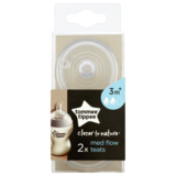 Tommee Tippee Closer To Nature 2x MEDIUM FLOW EASI-VENT TEATS, 2pcs