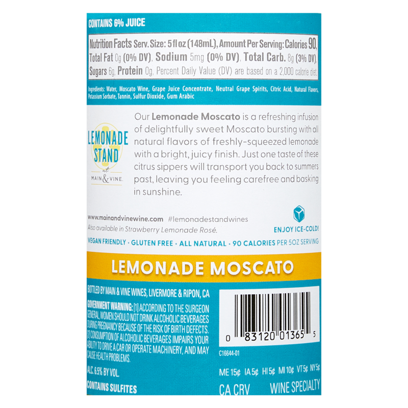 Lemonade Stand at Main and Vine Moscato Lemonade 750 ml Alcohol fast