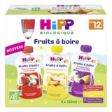Hipp Biologiqe Fruits à boire multipack 3 variétés Bio dès 12 mois, 8 x 120ml