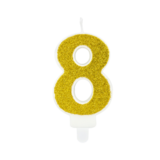 Bougie d'anniversaire Chiffre 8, dorée, 7cm