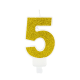Bougie d'anniversaire Chiffre 5, dorée, 7cm