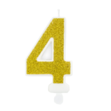 Bougie d'anniversaire Chiffre 4, dorée, 7cm