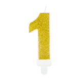 Bougie d'anniversaire Chiffre 1, dorée, 7cm