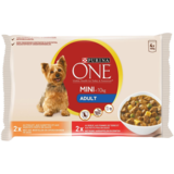 Purina One Pâtée du boeuf pour chiens mini (<10kg), 4 x 100g